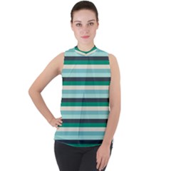 Stripey 14 Mock Neck Chiffon Sleeveless Top by anthromahe