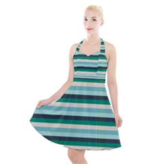 Stripey 14 Halter Party Swing Dress  by anthromahe