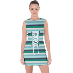 Stripey 14 Lace Up Front Bodycon Dress by anthromahe