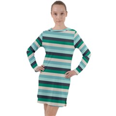 Stripey 14 Long Sleeve Hoodie Dress by anthromahe