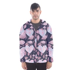 Navy Floral Hearts Men s Hooded Windbreaker