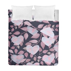 Navy Floral Hearts Duvet Cover Double Side (full/ Double Size) by mccallacoulture