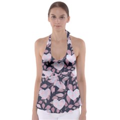 Navy Floral Hearts Babydoll Tankini Top by mccallacoulture