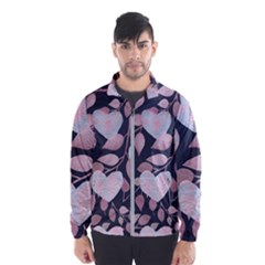 Navy Floral Hearts Men s Windbreaker