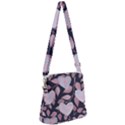 Navy Floral Hearts Zipper Messenger Bag View1