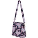 Navy Floral Hearts Zipper Messenger Bag View2