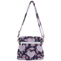 Navy Floral Hearts Zipper Messenger Bag View3