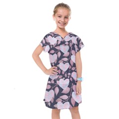 Navy Floral Hearts Kids  Drop Waist Dress by mccallacoulture