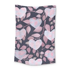 Navy Floral Hearts Small Tapestry