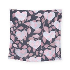 Navy Floral Hearts Square Tapestry (small)