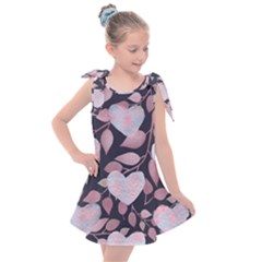 Navy Floral Hearts Kids  Tie Up Tunic Dress by mccallacoulture