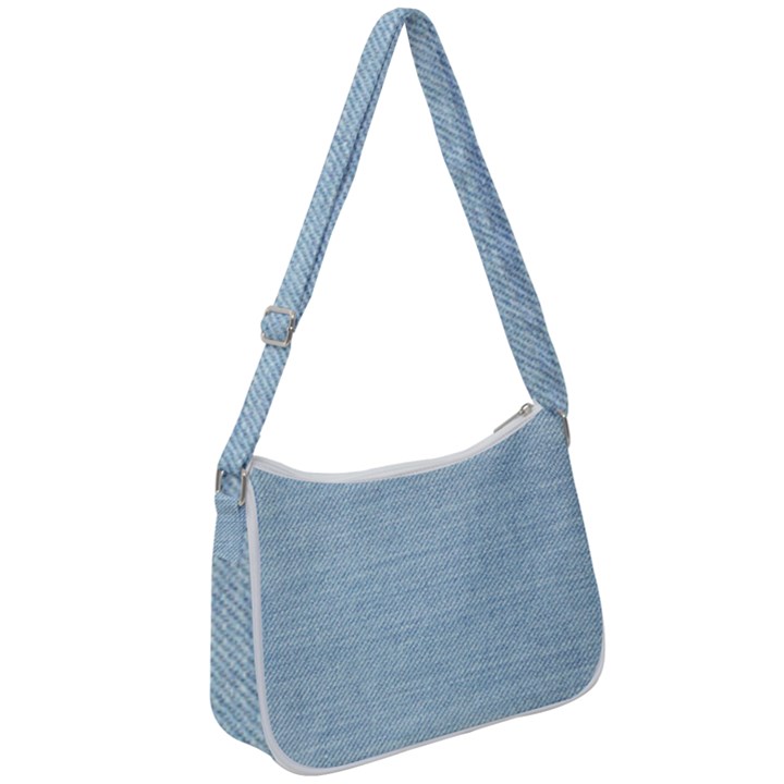 Lt Blue Stone Washed Denim Zip Up Shoulder Bag