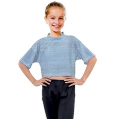 Lt Blue Stone Washed Denim Kids Mock Neck Tee