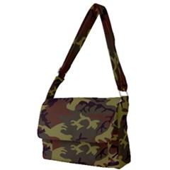 Camo Green Brown Full Print Messenger Bag (l) by retrotoomoderndesigns