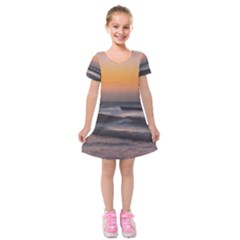 Seascape Sunset At Jericoacoara, Ceara, Brazil Kids  Short Sleeve Velvet Dress