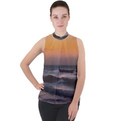 Seascape Sunset At Jericoacoara, Ceara, Brazil Mock Neck Chiffon Sleeveless Top