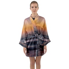 Seascape Sunset At Jericoacoara, Ceara, Brazil Long Sleeve Satin Kimono