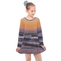 Seascape Sunset At Jericoacoara, Ceara, Brazil Kids  Long Sleeve Dress