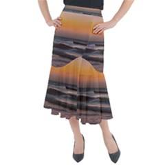 Seascape Sunset At Jericoacoara, Ceara, Brazil Midi Mermaid Skirt by dflcprintsclothing