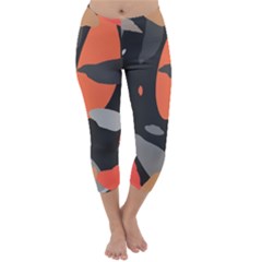 Pattern Formes Corail/noir Capri Winter Leggings  by kcreatif