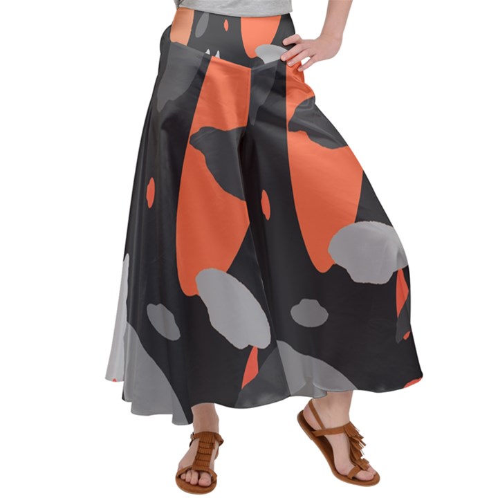 Pattern Formes Corail/Noir Satin Palazzo Pants