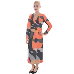 Pattern Formes Corail/noir Velvet Maxi Wrap Dress by kcreatif