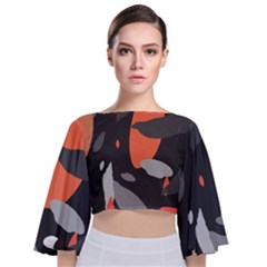 Pattern Formes Corail/noir Tie Back Butterfly Sleeve Chiffon Top by kcreatif