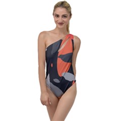 Pattern Formes Corail/noir To One Side Swimsuit by kcreatif