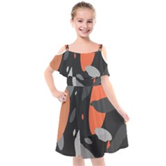 Pattern Formes Corail/noir Kids  Cut Out Shoulders Chiffon Dress by kcreatif