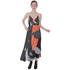 Pattern Formes Corail/noir Tie Back Maxi Dress by kcreatif