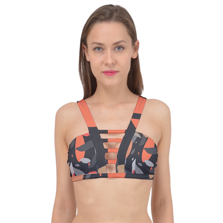 Pattern Formes Corail/Noir Cage Up Bikini Top