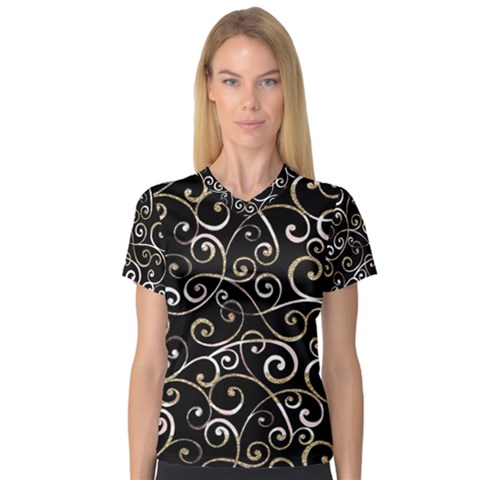 Swirly Gyrl V-neck Sport Mesh Tee by mccallacoulture