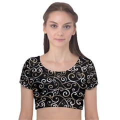 Swirly Gyrl Velvet Short Sleeve Crop Top  by mccallacoulture