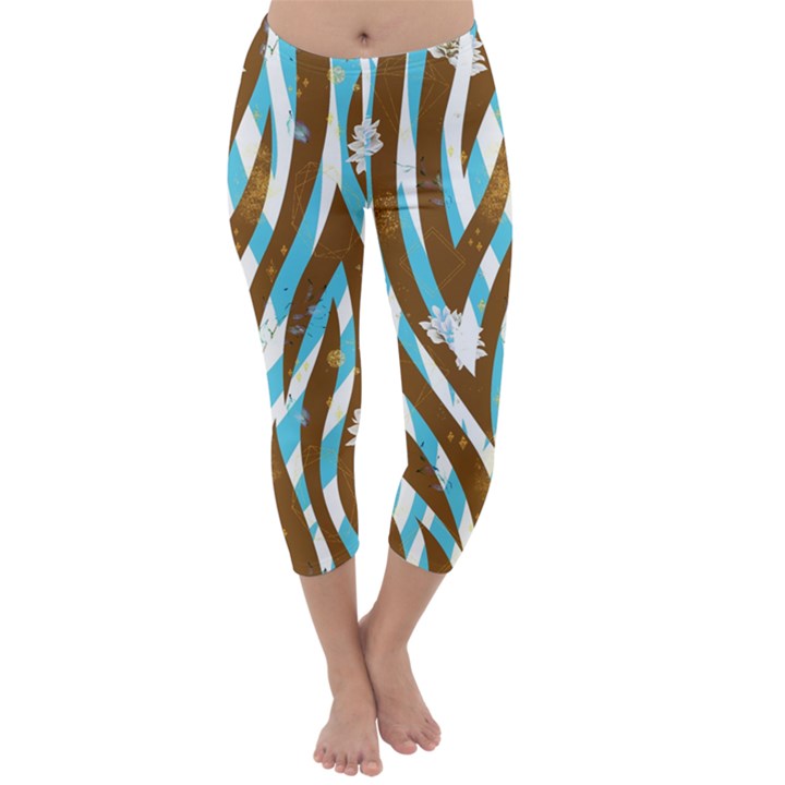 Floral Rivers Capri Winter Leggings 