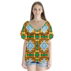 Df Addison Zingo V-neck Flutter Sleeve Top by deformigo