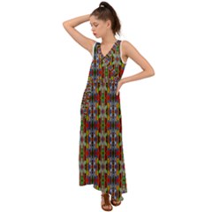 Abstract-r-3 V-neck Chiffon Maxi Dress by ArtworkByPatrick