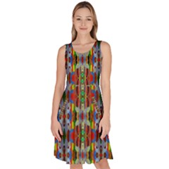 Abstract-r-3 Knee Length Skater Dress With Pockets