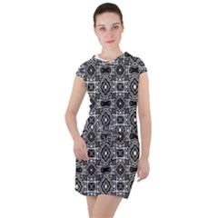 Abstract-r-4 Drawstring Hooded Dress