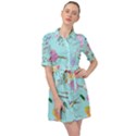 Birds And Flowers Belted Shirt Dress View1