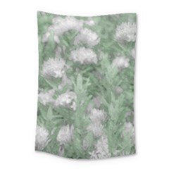 Green And White Textured Botanical Motif Manipulated Photo Small Tapestry by dflcprintsclothing