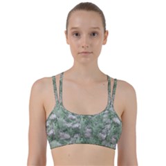 Green And White Textured Botanical Motif Manipulated Photo Line Them Up Sports Bra by dflcprintsclothing