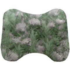 Green And White Textured Botanical Motif Manipulated Photo Head Support Cushion by dflcprintsclothing