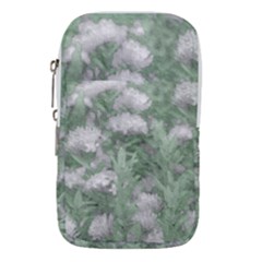 Green And White Textured Botanical Motif Manipulated Photo Waist Pouch (large)