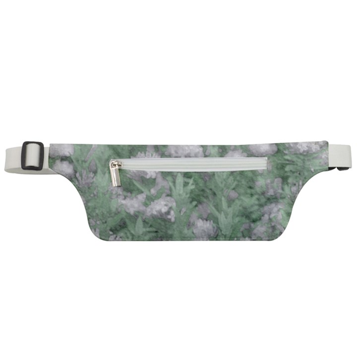 Green And White Textured Botanical Motif Manipulated Photo Active Waist Bag