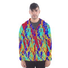 Multicolored Vibran Abstract Textre Print Men s Hooded Windbreaker by dflcprintsclothing