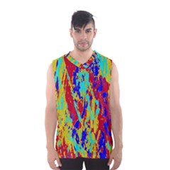 Multicolored Vibran Abstract Textre Print Men s Basketball Tank Top