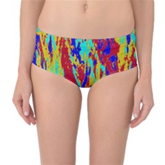 Multicolored Vibran Abstract Textre Print Mid-waist Bikini Bottoms by dflcprintsclothing