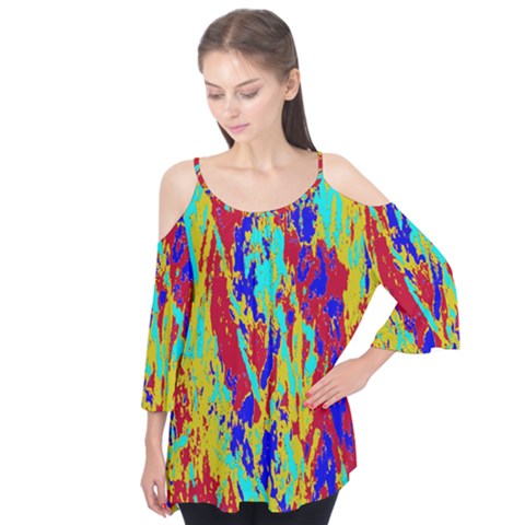 Multicolored Vibran Abstract Textre Print Flutter Tees by dflcprintsclothing