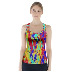 Multicolored Vibran Abstract Textre Print Racer Back Sports Top