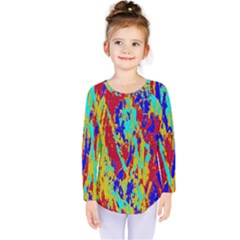 Multicolored Vibran Abstract Textre Print Kids  Long Sleeve Tee